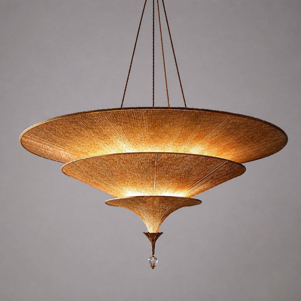 Japanese Handwoven Bamboo Umbrella Pendant Light