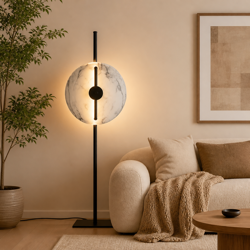 Japanese LED Fan-Shaped Floor Lamp