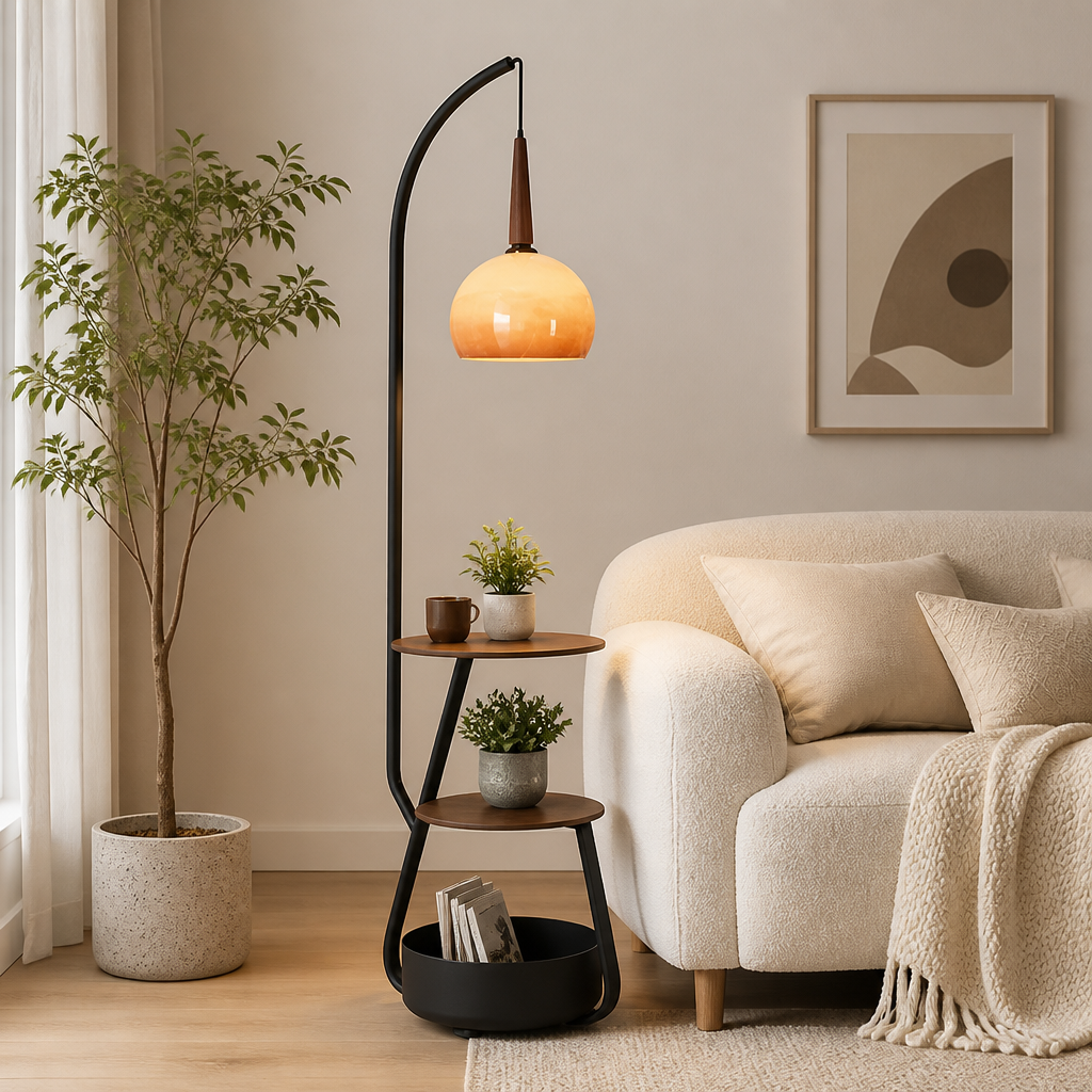 Japanese LED Pumpkin Shade Floor Lamp