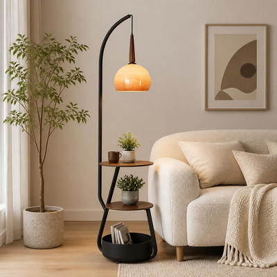 Japanese LED Pumpkin Shade Floor Lamp