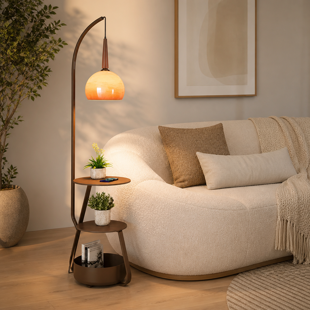 Japanese LED Pumpkin Shade Floor Lamp