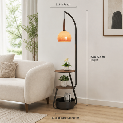 Japanese LED Pumpkin Shade Floor Lamp