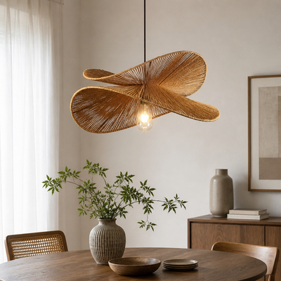 Japanese Natural Fiber Hand-Woven Pendant Light