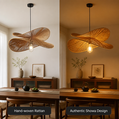 Japanese Natural Fiber Hand-Woven Pendant Light