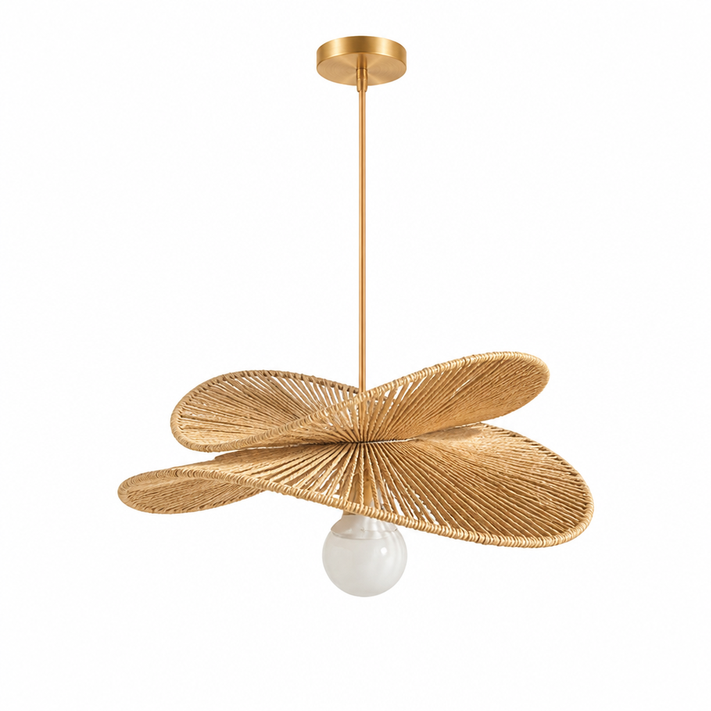 Japanese Natural Fiber Hand-Woven Pendant Light