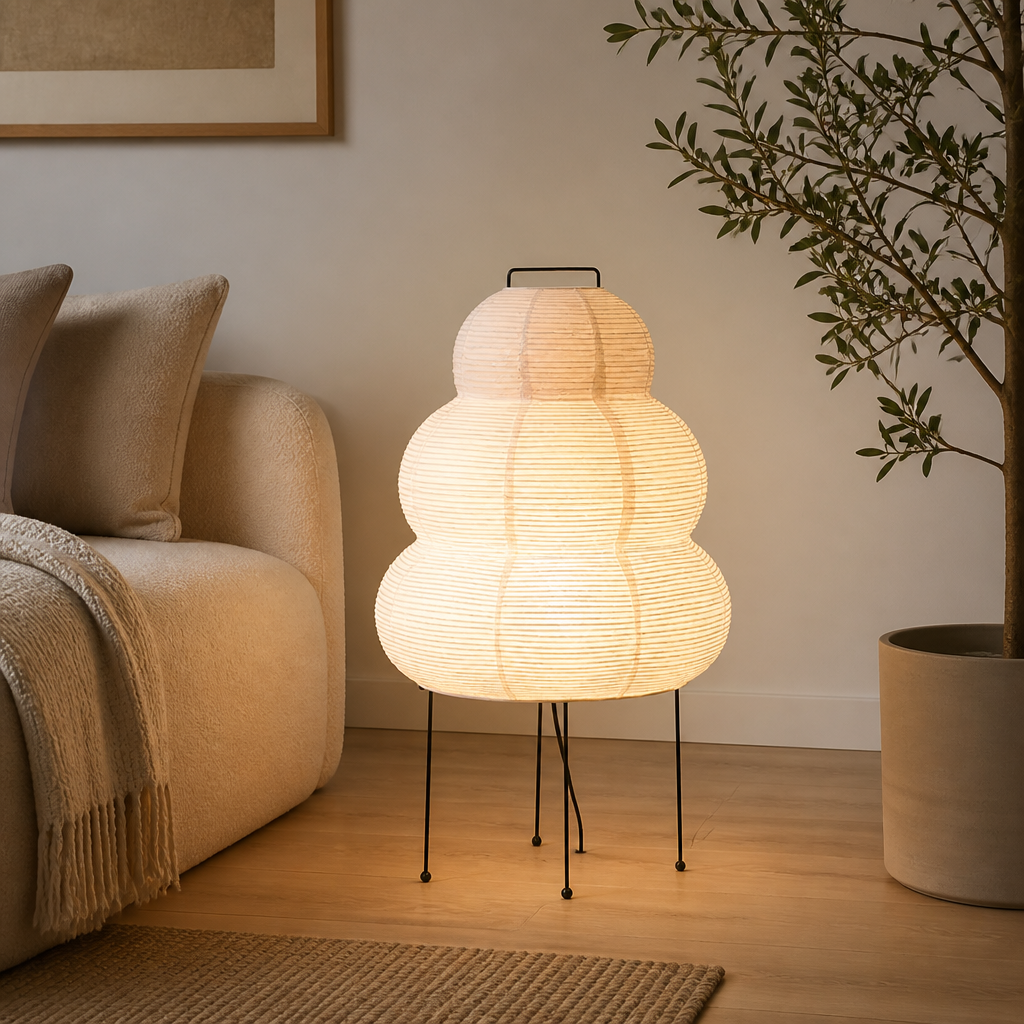 Japanese Rice Paper LED Lantern Floor Lamp
