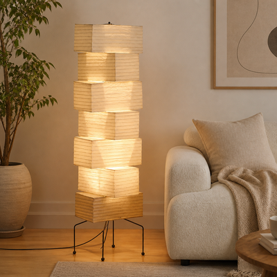 Japanese Rice Paper LED Lantern Floor Lamp