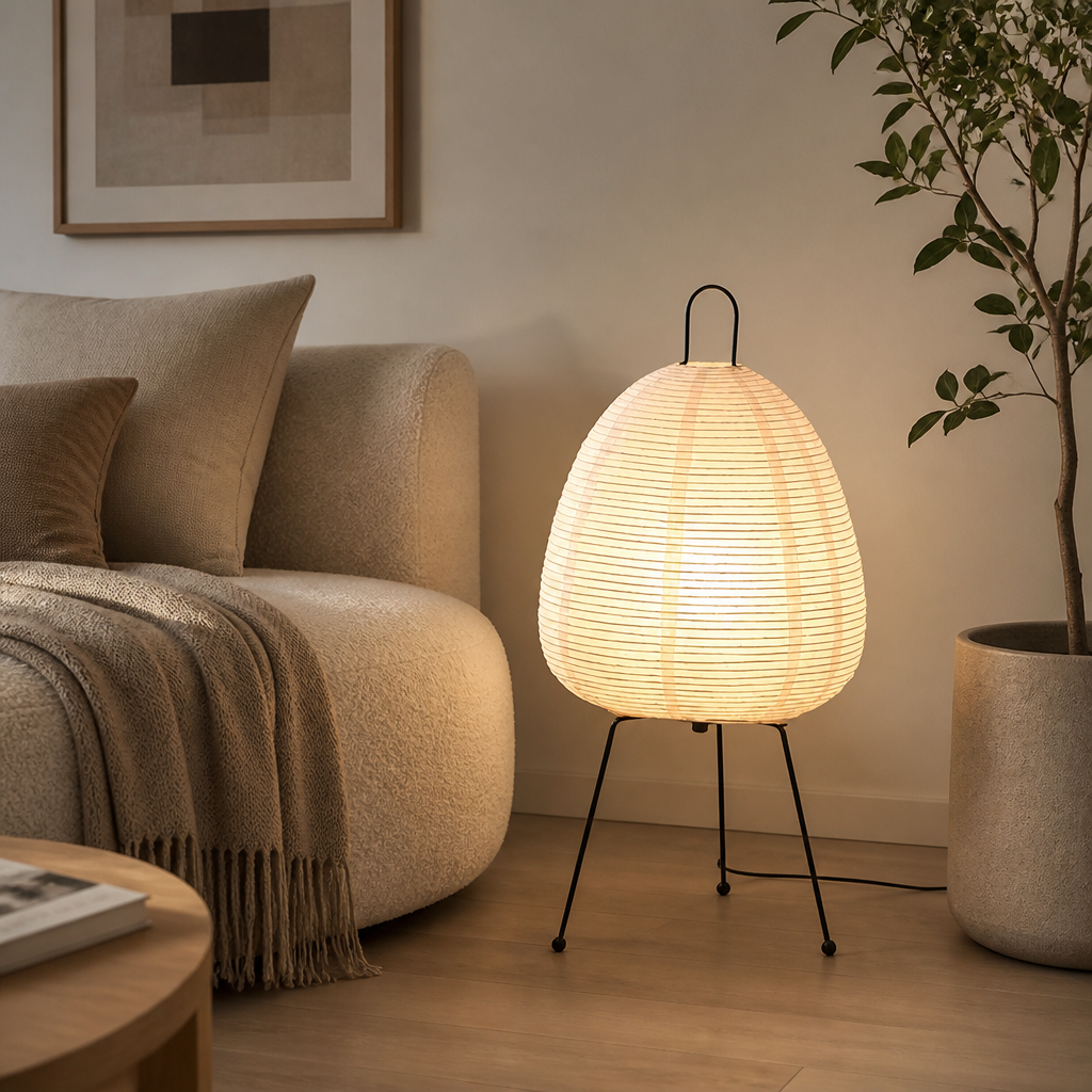 Japanese Rice Paper LED Lantern Floor Lamp
