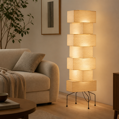 Japanese Rice Paper LED Lantern Floor Lamp