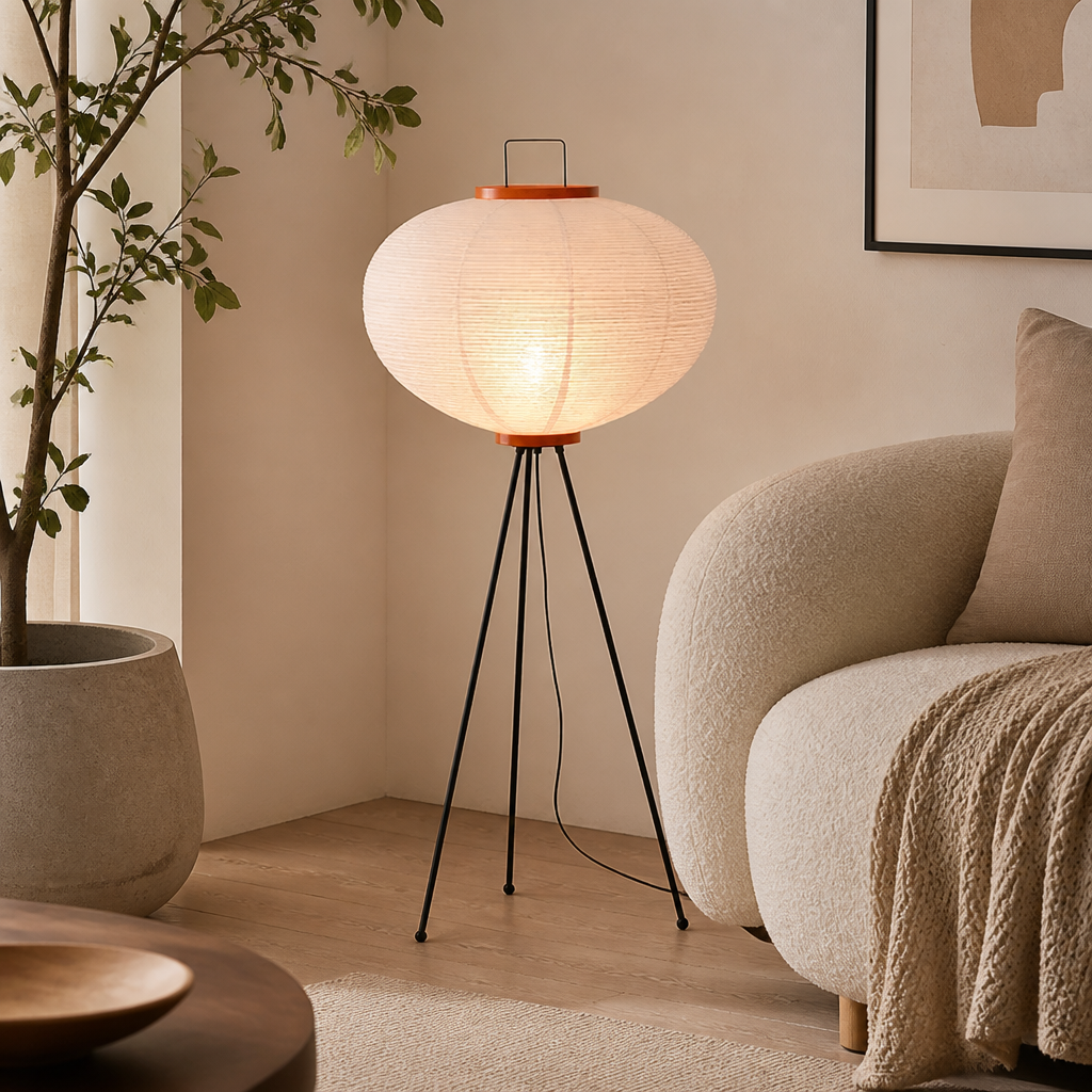 Japanese Rice Paper LED Lantern Floor Lamp