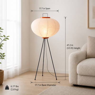 Japanese Rice Paper LED Lantern Floor Lamp