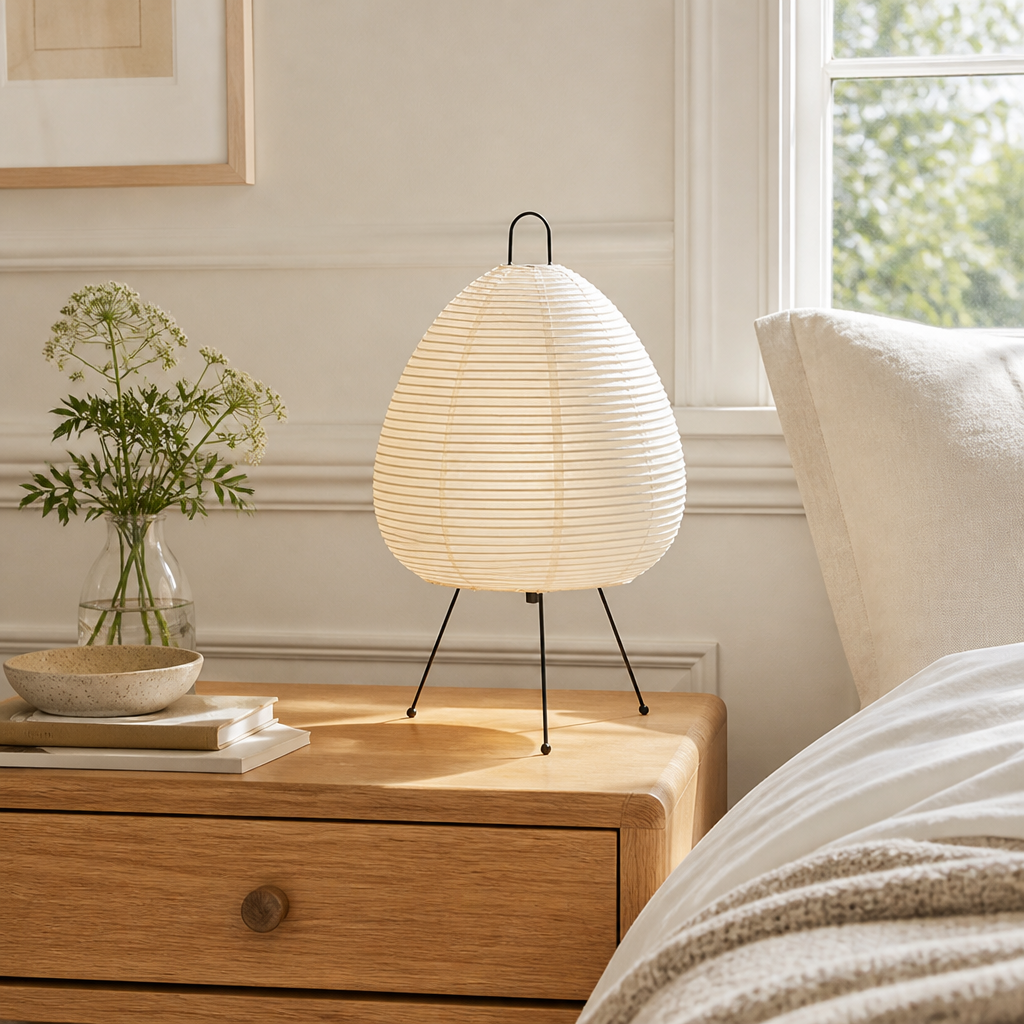 Japanese Rice Paper Tripod Table Lamp