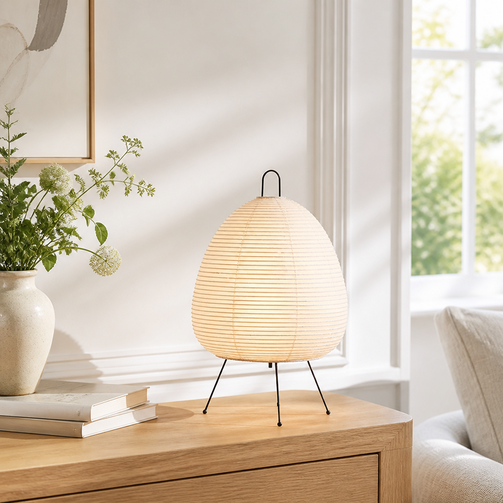 Japanese Rice Paper Tripod Table Lamp