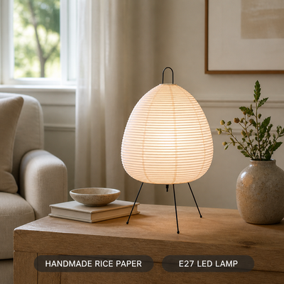 Japanese Rice Paper Tripod Table Lamp