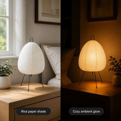 Japanese Rice Paper Tripod Table Lamp