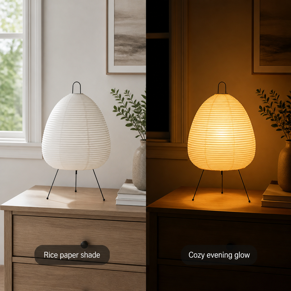 Japanese Rice Paper Tripod Table Lamp
