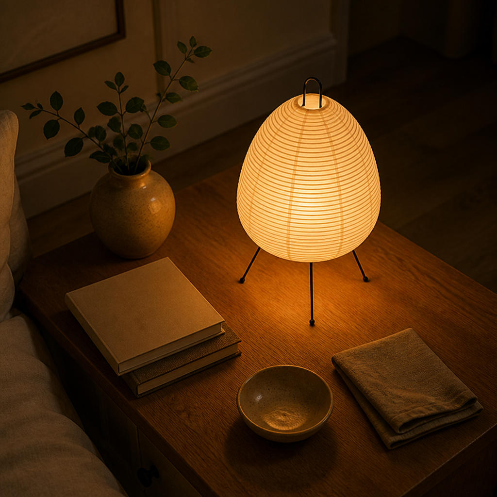Japanese Rice Paper Tripod Table Lamp