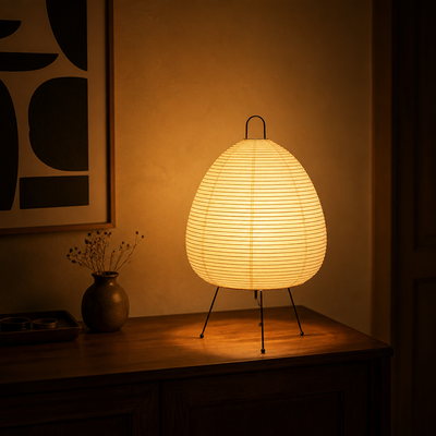 Japanese Rice Paper Tripod Table Lamp