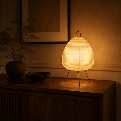 Japanese Rice Paper Tripod Table Lamp