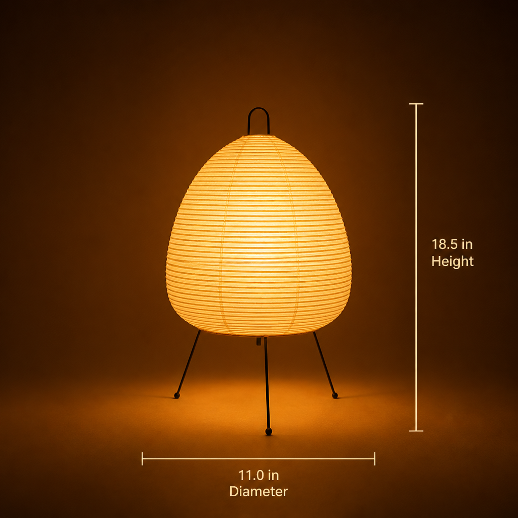 Japanese Rice Paper Tripod Table Lamp