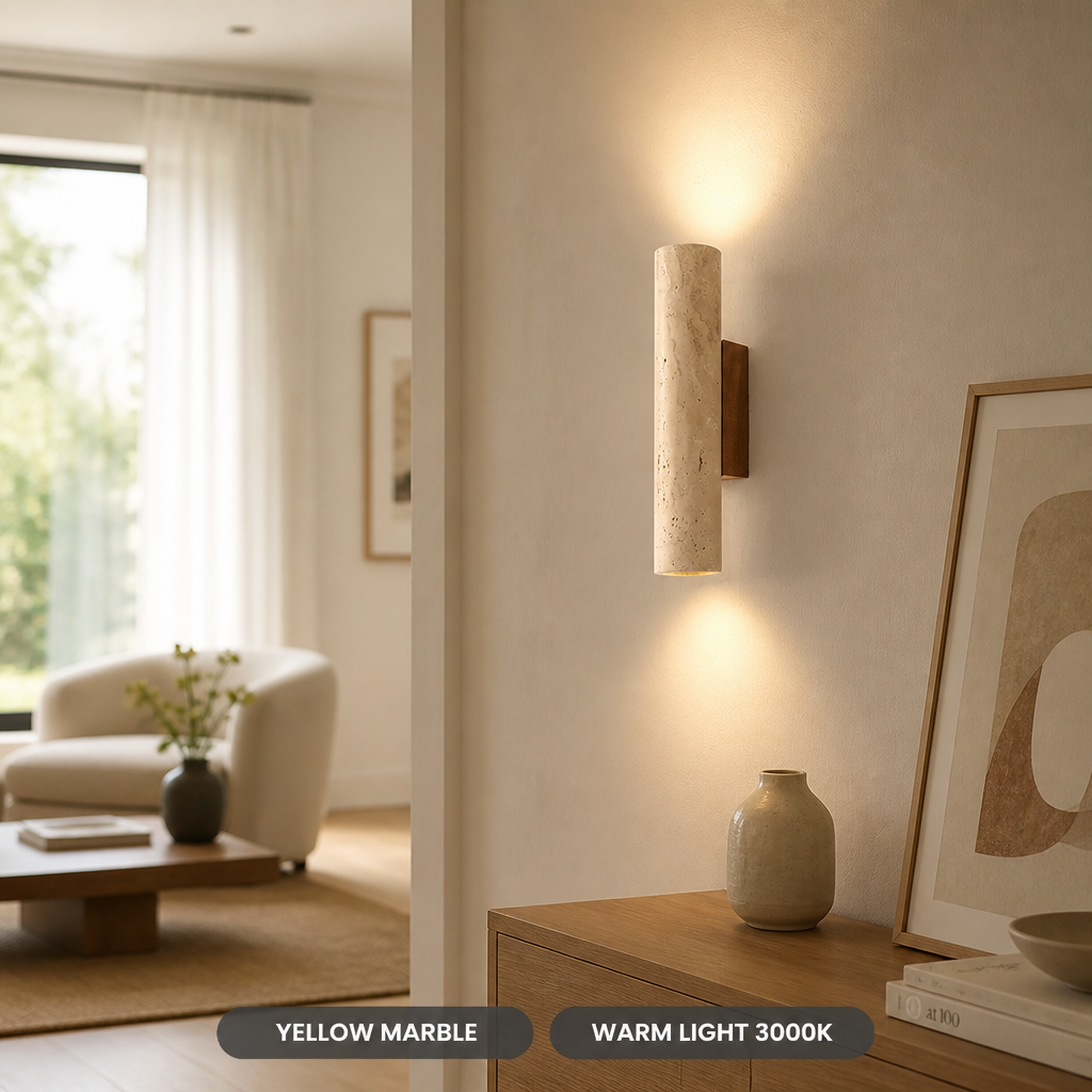 Japanese Travertine Marble LED Wall Sconce