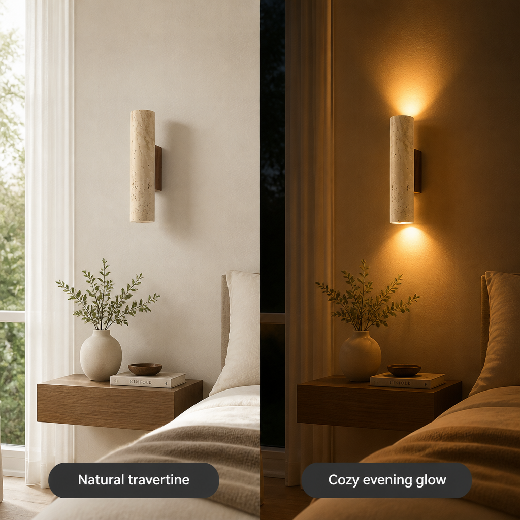 Japanese Travertine Marble LED Wall Sconce