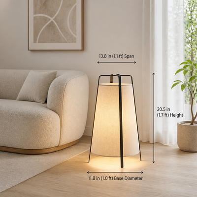 Japanese Wood & Fabric LED Floor Lamp
