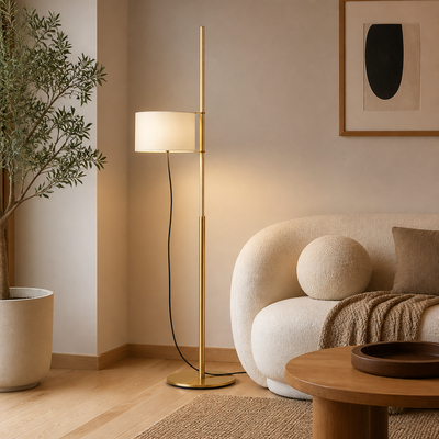 Japanese Wood LED Adjustable Height Floor Lamp