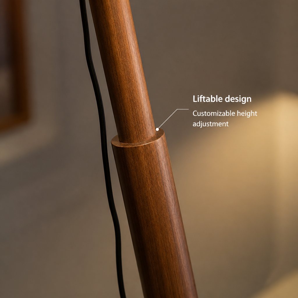 Japanese Wood LED Adjustable Height Floor Lamp