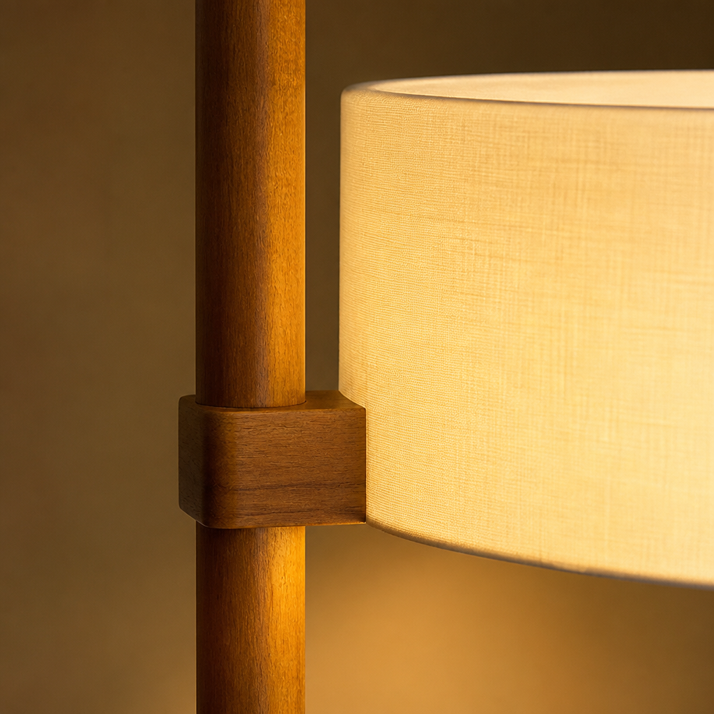 Japanese Wood LED Adjustable Height Floor Lamp