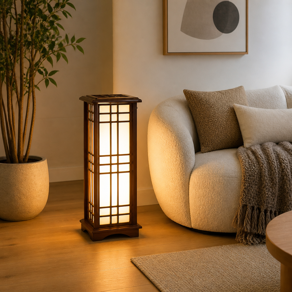 Japanese Wood LED Square Floor Lamp