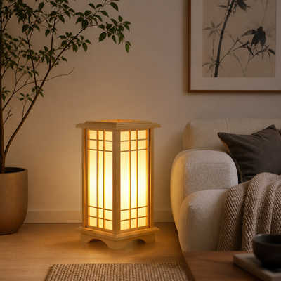 Japanese Wood LED Square Floor Lamp