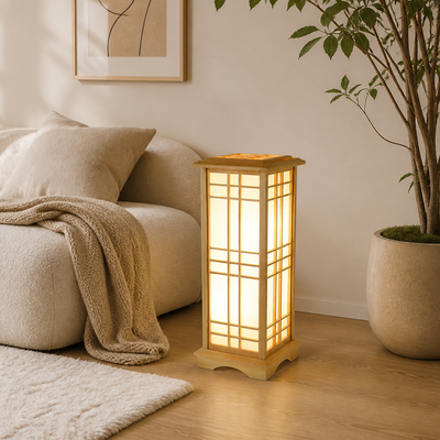 Japanese Wood LED Square Floor Lamp