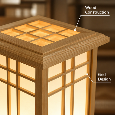 Japanese Wood LED Square Floor Lamp