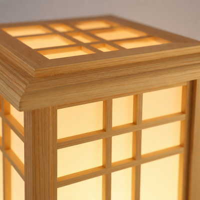 Japanese Wood LED Square Floor Lamp
