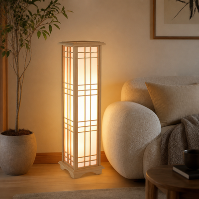 Japanese Wood LED Square Floor Lamp