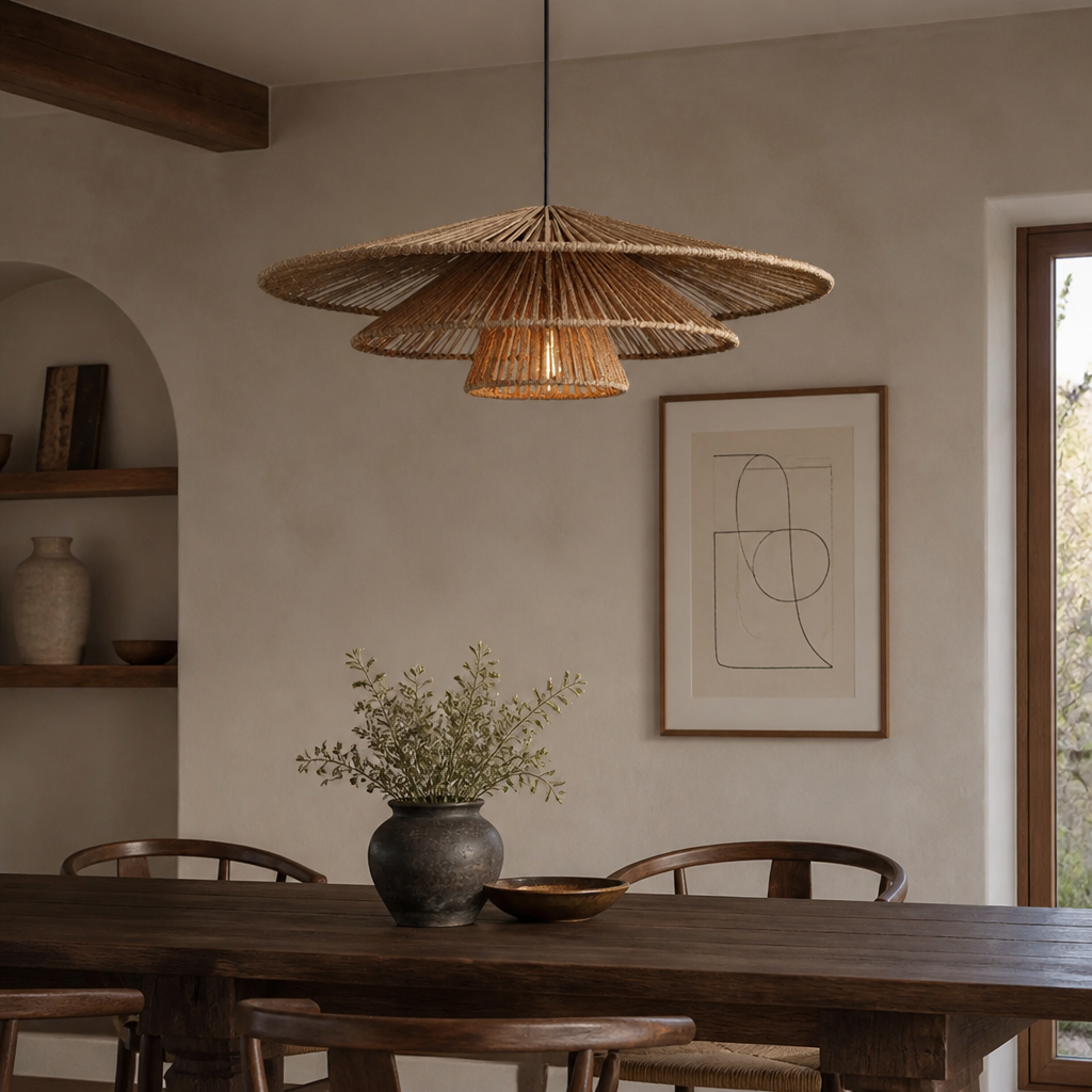 Japanese Woven Rattan Pendant Light
