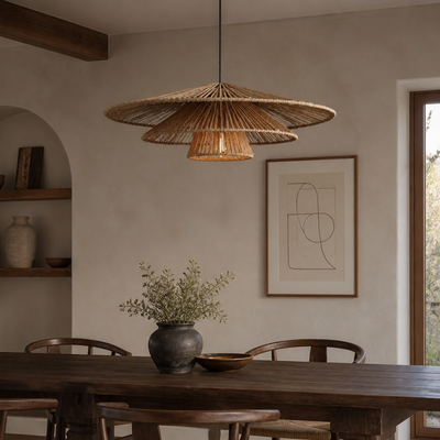 Japanese Woven Rattan Pendant Light