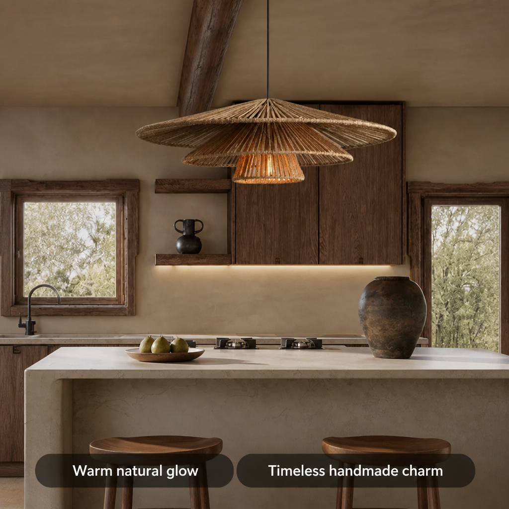 Japanese Woven Rattan Pendant Light