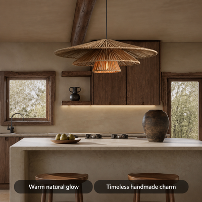 Japanese Woven Rattan Pendant Light