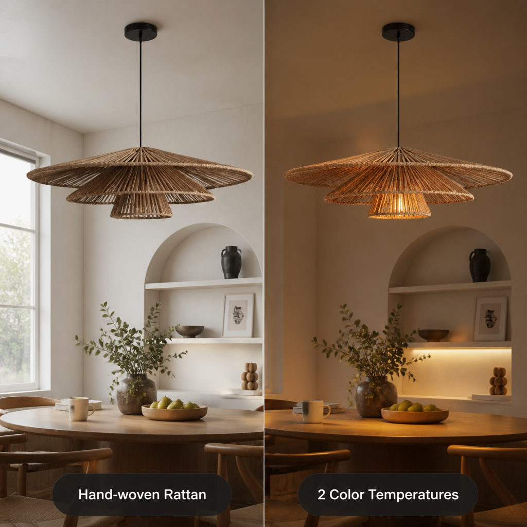 Japanese Woven Rattan Pendant Light