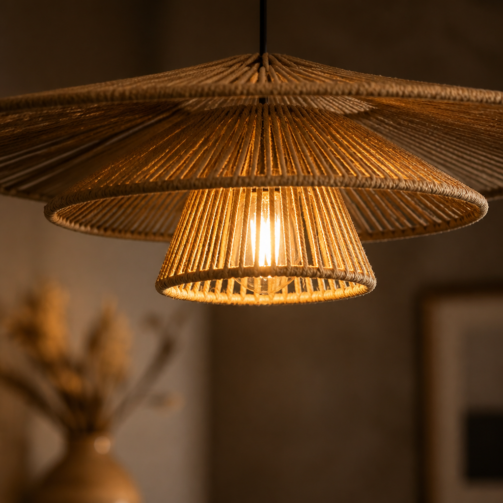 Japanese Woven Rattan Pendant Light