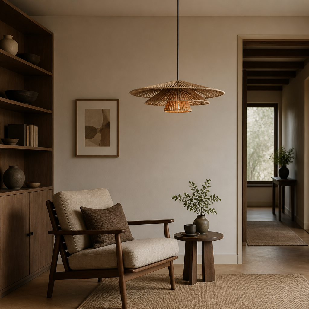 Japanese Woven Rattan Pendant Light