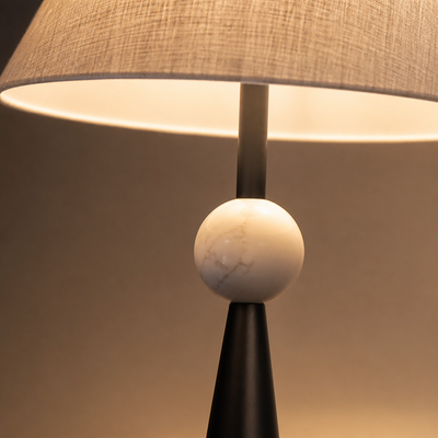 Japanese Wrought-Iron Fabric Shade Floor Lamp