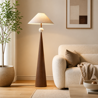 Japanese Wrought-Iron Fabric Shade Floor Lamp