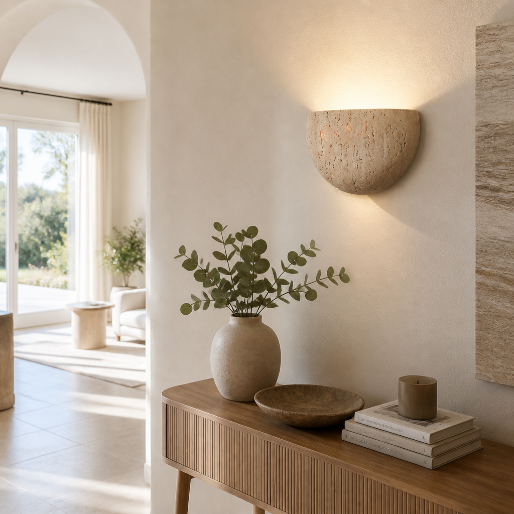 Japanese Yellow Stone Wall Sconce