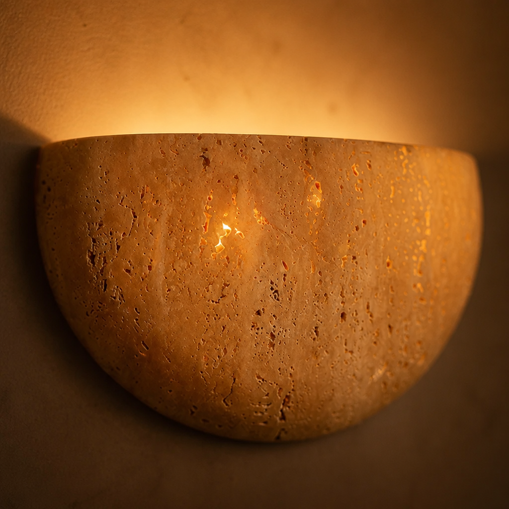 Japanese Yellow Stone Wall Sconce