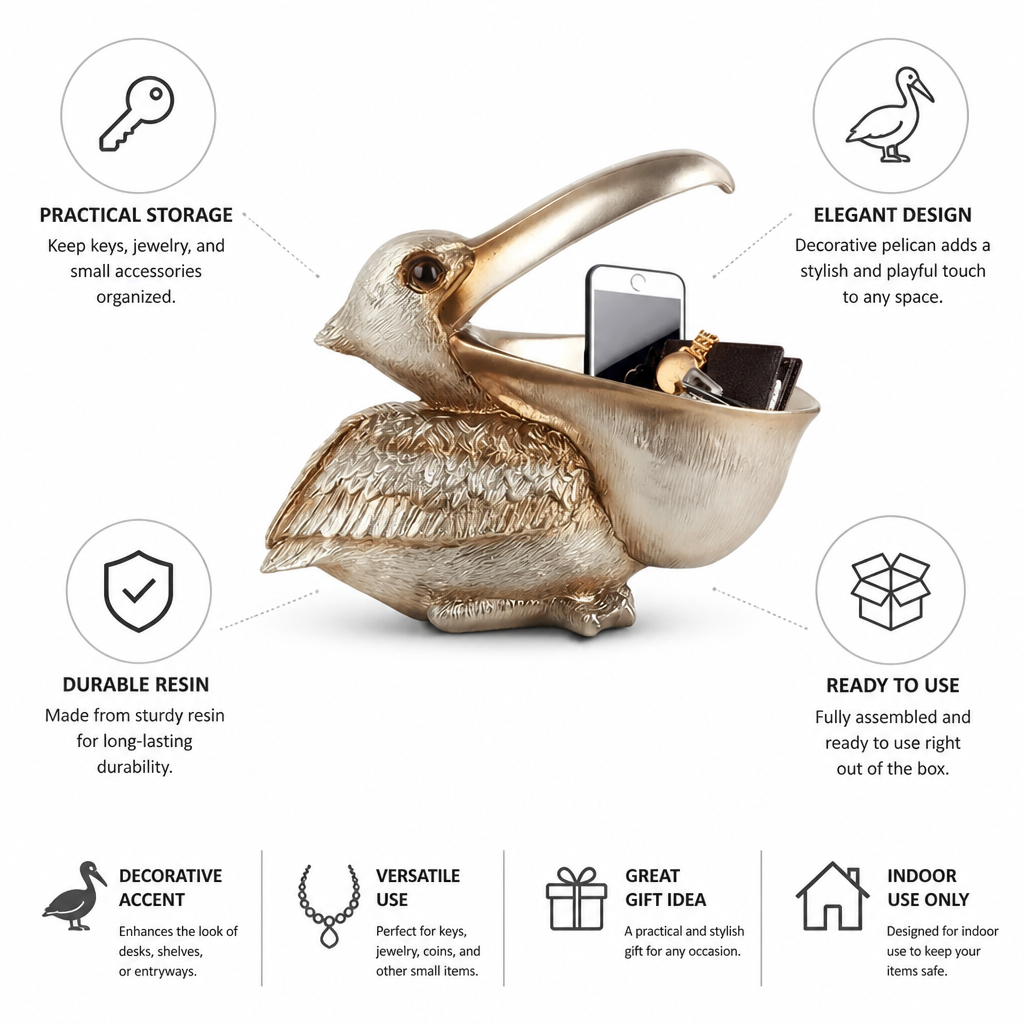Key & Jewelry Organizer Decorative Resin Pelican