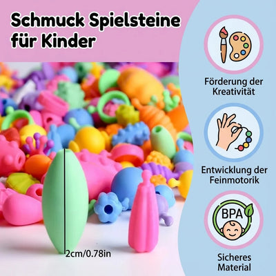 Kids Bead Set Over 500 Pieces Snap-Together Non-Toxic