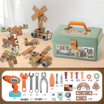 Kids Construction Set Over 100 Pieces Tools & Toolbox